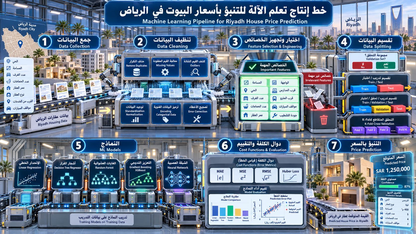 خط إنتاج تعلم الآلة للتنبؤ بأسعار البيوت في الرياض